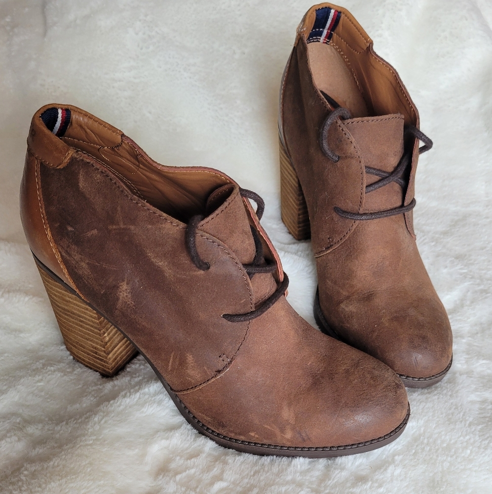 Tommy Hilfiger Brown Heeled Boots with Suede Finish
